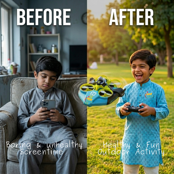Fly, Drive & Sail - 3-in-1 RC Quadcopter Remote Control Vehicle