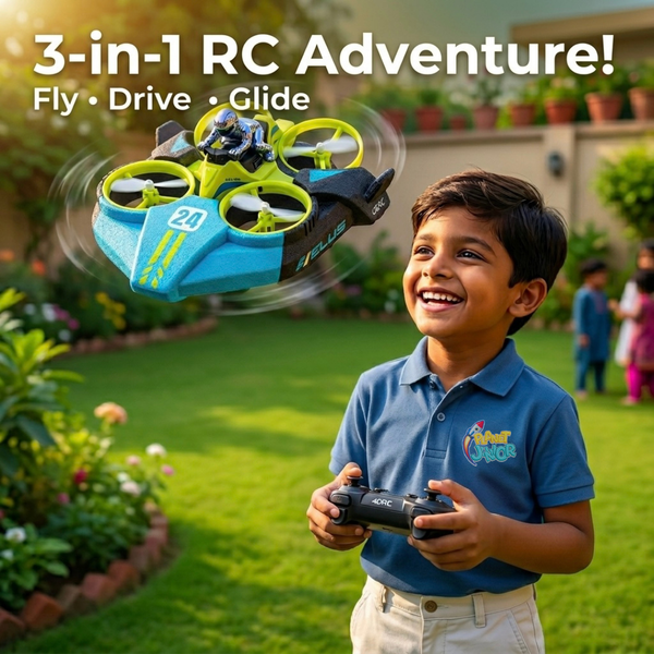 Fly, Drive & Sail - 3-in-1 RC Quadcopter Remote Control Vehicle