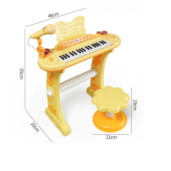 37-Key Multifunctional Cartoon Electronic Piano with Stool & Microphone