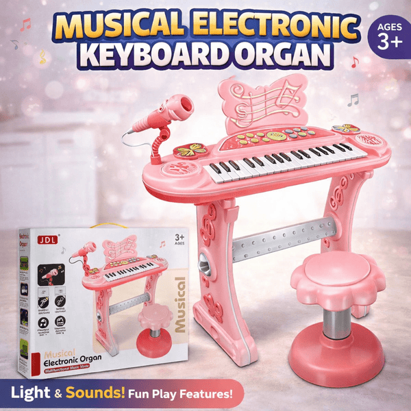 37-Key Multifunctional Cartoon Electronic Piano with Stool & Microphone
