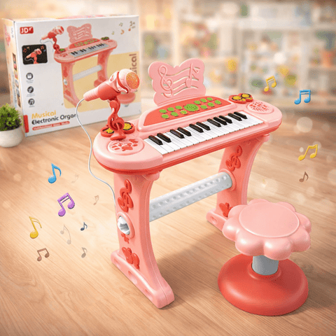 37-Key Multifunctional Cartoon Electronic Piano with Stool & Microphone