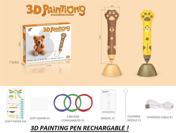 3D Painting Pen Rechargeable – Wireless Low Temperature Creative Drawing Pen