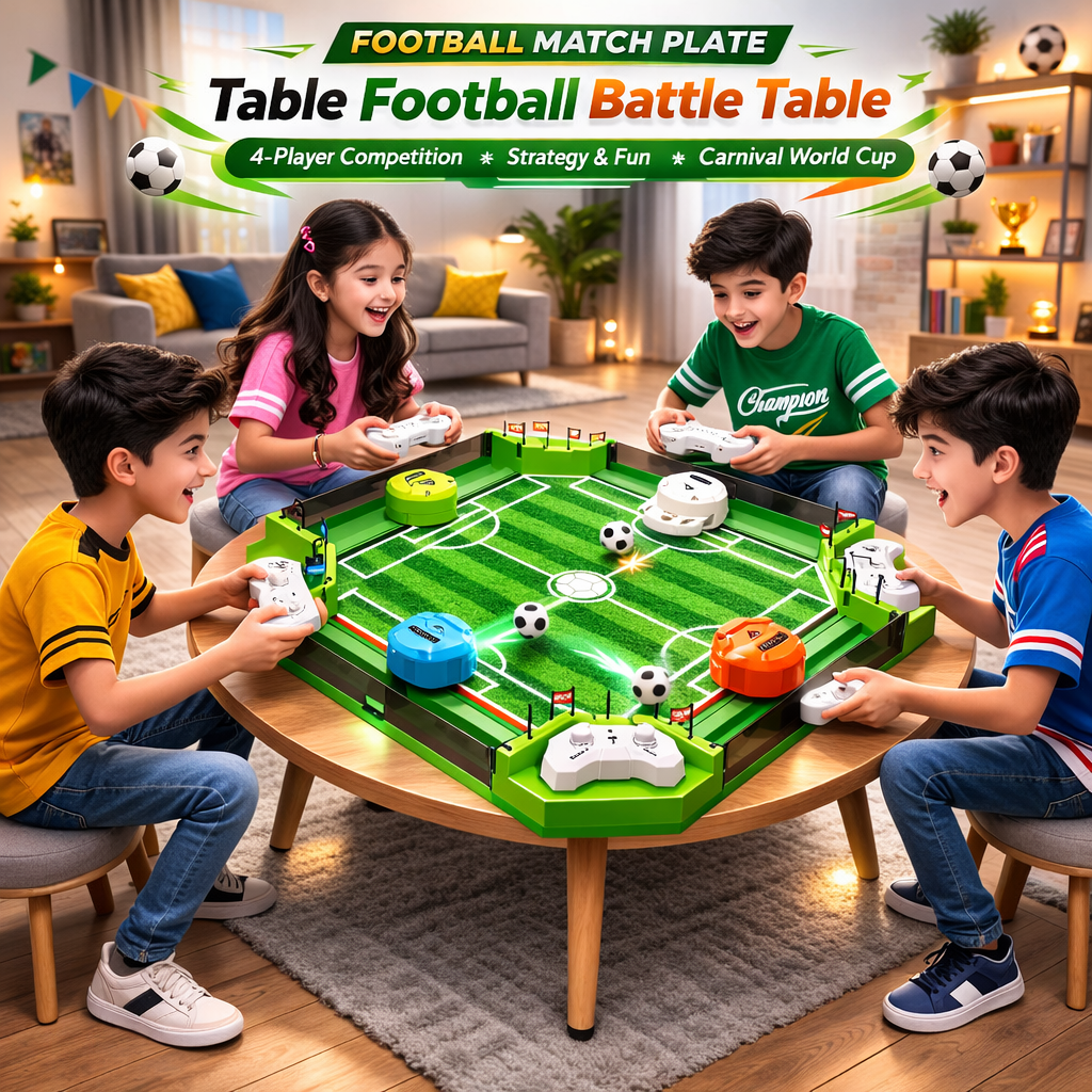 4-Player Tabletop Football Arena Set – Remote Control Battle Soccer Game