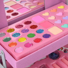 46-Piece Kids Makeup Kit in Aluminum Carry Case – Washable Pretend Play Beauty Set 💄✨