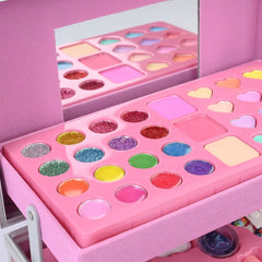 46-Piece Kids Makeup Kit in Aluminum Carry Case – Washable Pretend Play Beauty Set 💄✨