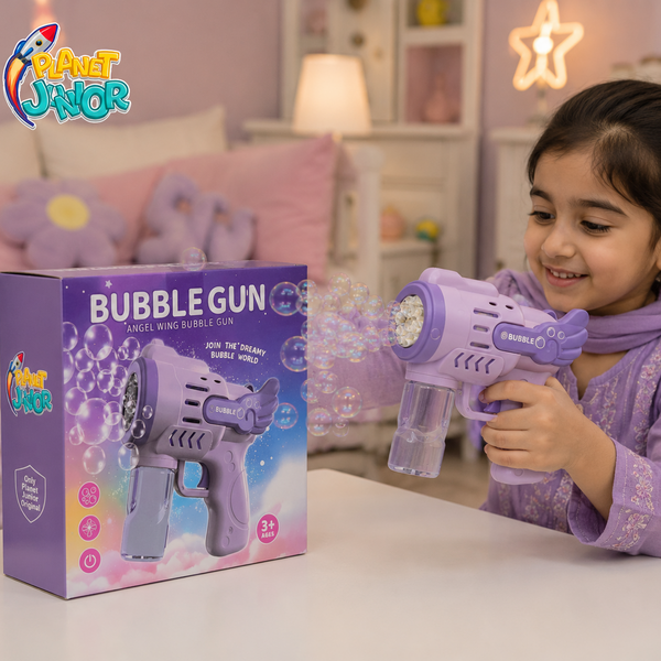 Angel Wing Automatic Bubble Blaster with Bubble Solution & LED Lights