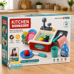 Kids Kitchen Dishwasher Sink Play Set with Running Water