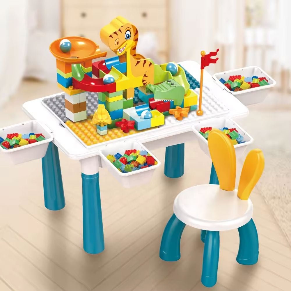 6-in-1 Kids Building Blocks Table Set with Chair | 104 Pcs