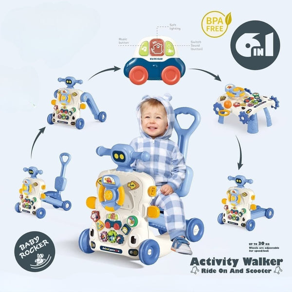 6-in-1 Multifunction Musical Baby Walker – Ride-On, Scooter & Activity Learning Center