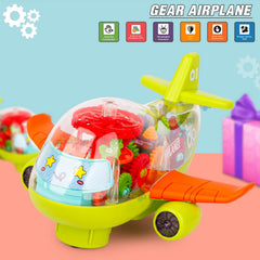 Transparent Gear Airplane with Moving Gears & Flashing Lights