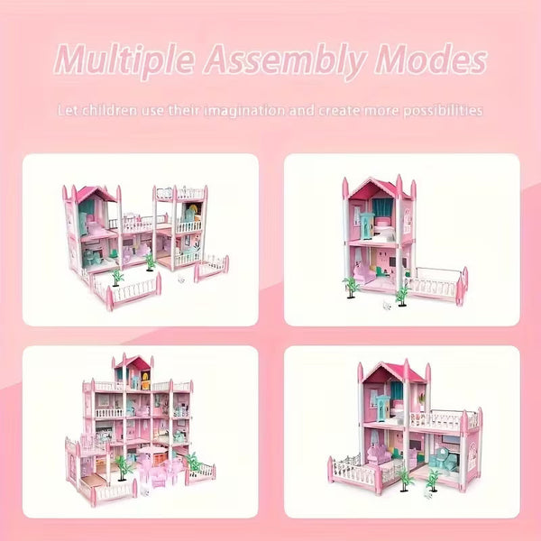 Grand Princess Doll House Mansion – 3-Storey Play House with Furniture