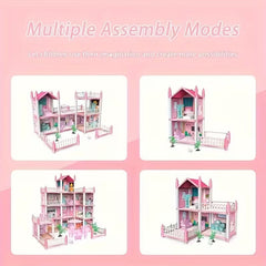 Grand Princess Doll House Mansion – 3-Storey Play House with Furniture