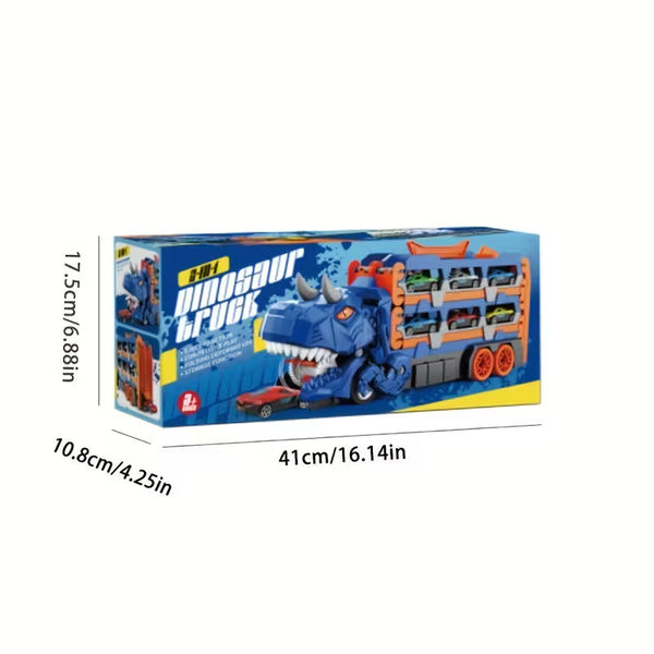 2-in-1 Dinosaur Transport Truck – Car Carrier & Launcher Hauler