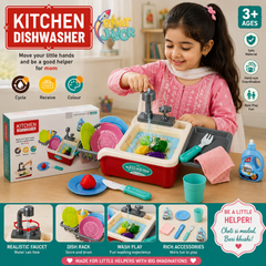 Kids Kitchen Dishwasher Sink Play Set with Running Water