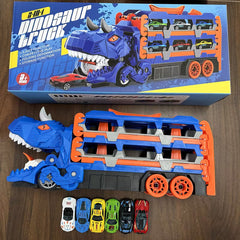 2-in-1 Dinosaur Transport Truck – Car Carrier & Launcher Hauler