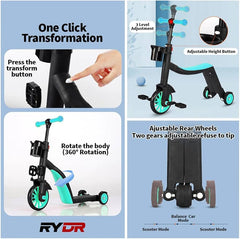 8-in-1 Multi-Functional Kids Scooter & Tricycle