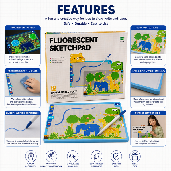 Fluorescent LED Sketchpad Drawing Board with Magic Glow Effect