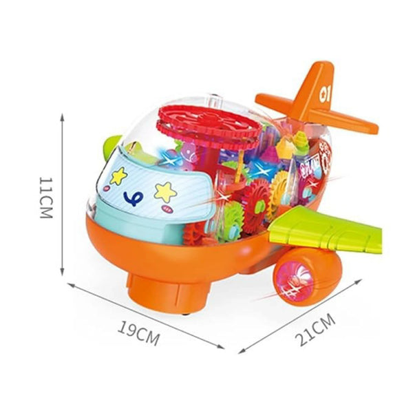 Transparent Gear Airplane with Moving Gears & Flashing Lights