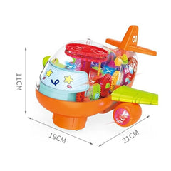 Transparent Gear Airplane with Moving Gears & Flashing Lights