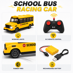 Rechargeable RC School Bus with Remote Control & Lights