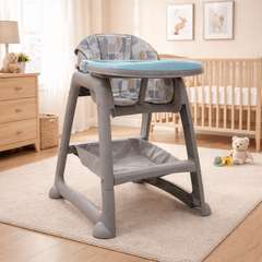 Adjustable Baby Feeding High Chair with Detachable Tray & Safety Harness