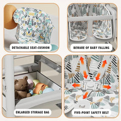Adjustable Baby Feeding High Chair with Detachable Tray & Safety Harness