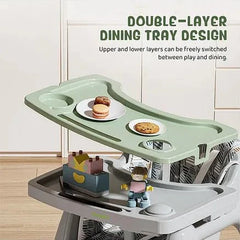 Adjustable Baby Feeding High Chair with Detachable Tray & Safety Harness
