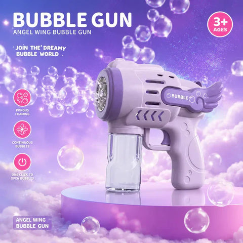 Angel Wing Automatic Bubble Blaster with Bubble Solution & LED Lights