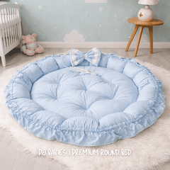 Baby Blue Cloud Reversible Premium Baby Round Cot & Play Mat
