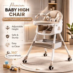 Kidilo Baby Feeding High Chair with Toy Bar & Storage