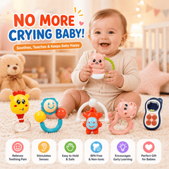 Baby Teether & Rattle Set | 6Pcs Soothing & Sensory Kit