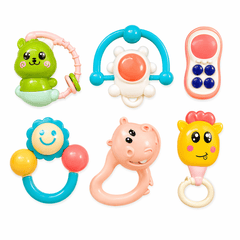 Baby Teether & Rattle Set | 6Pcs Soothing & Sensory Kit