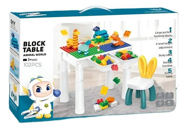 🎨 2-in-1 Kids Activity Block Table & Study Desk with Storage 🧸 | 102 Pcs