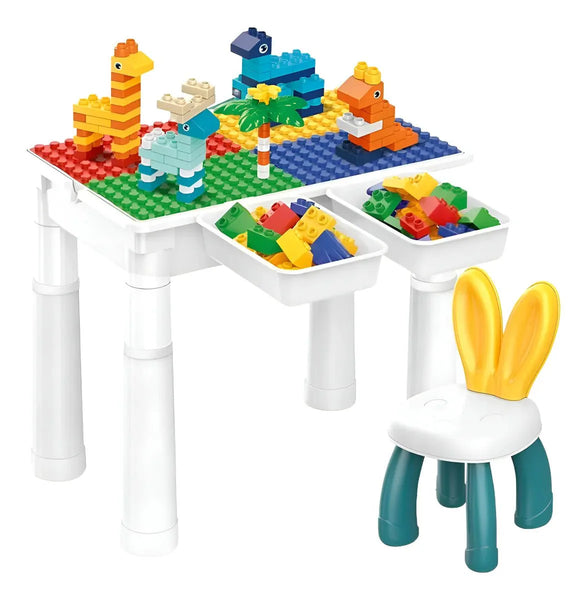 🎨 2-in-1 Kids Activity Block Table & Study Desk with Storage 🧸 | 102 Pcs