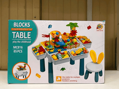3-in-1 Building Blocks Play Table with Chair for Kids | 85 Pcs