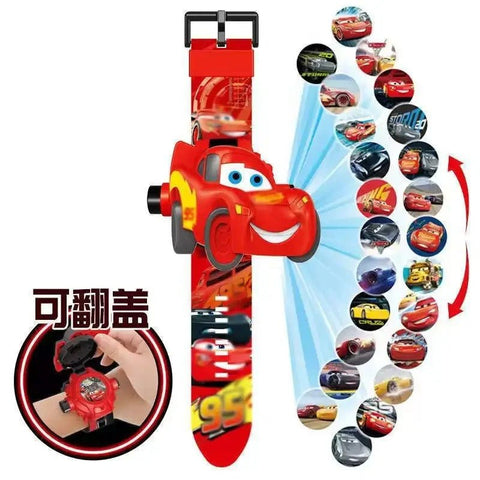 Cars Projection Digital Watch – 24 Image Cartoon Light Display Wrist Watch for Kids
