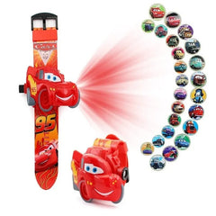 Cars Projection Digital Watch – 24 Image Cartoon Light Display Wrist Watch for Kids