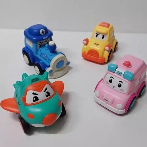 Cartoon Mini Rescue Cars Set – Pull Back Vehicle Play Collection | Pack of 4