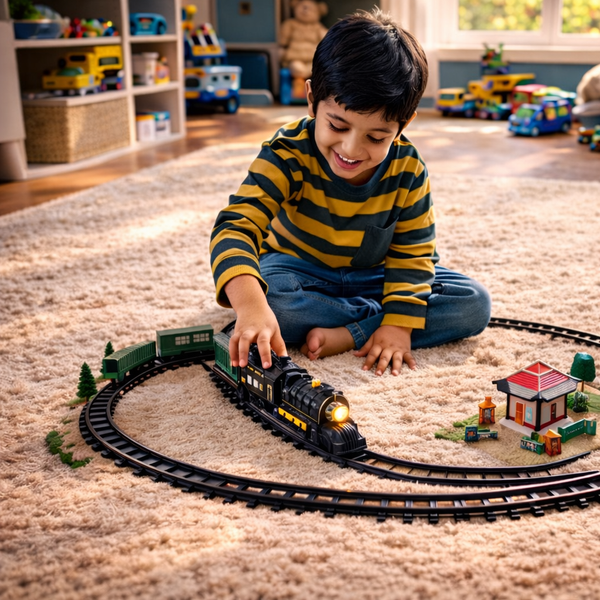 Classic Electric Train Set – DIY Light & Smoke Train Adventure