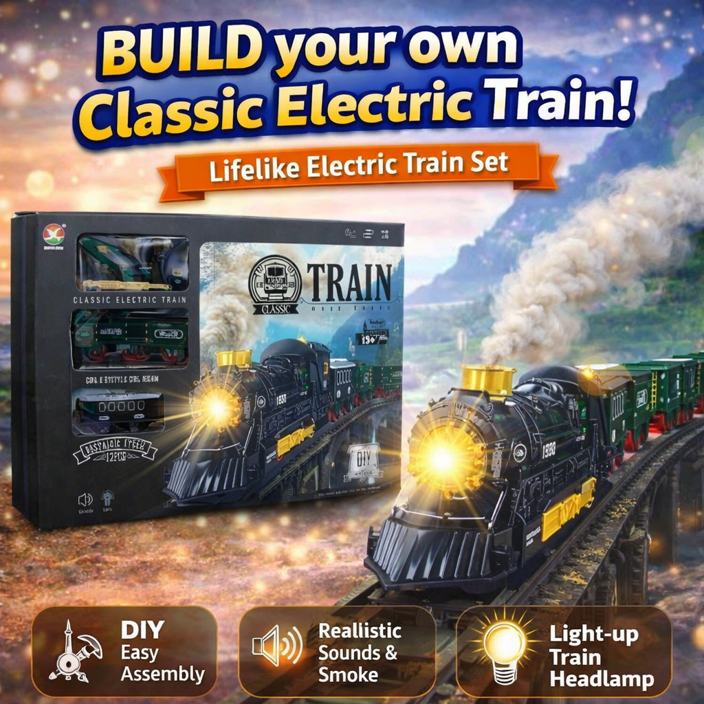 Classic Electric Train Set – DIY Light & Smoke Train Adventure