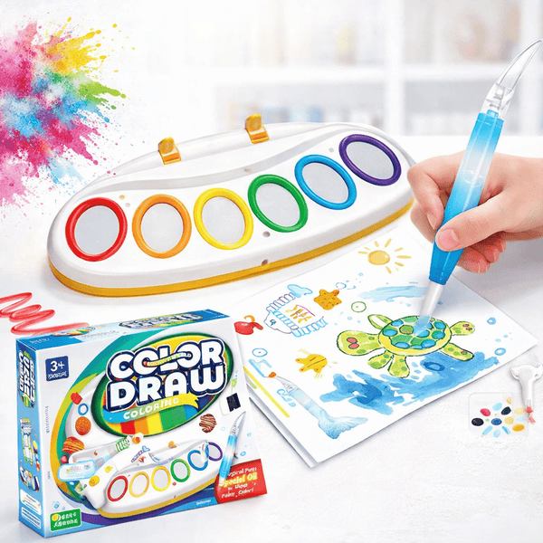 ColorDraw Magic Water Painting Set for Kids – Refillable Water Art Board with 6 Color Pads & Brush Pen