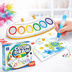 ColorDraw Magic Water Painting Set for Kids – Refillable Water Art Board with 6 Color Pads & Brush Pen