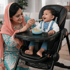 Comfort Seat Premium Baby Feeding High Chair with Wheels &  Secure Safety Belt