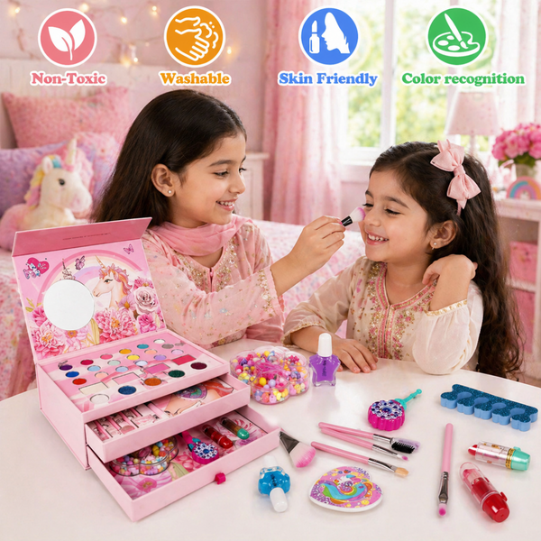 Complete Makeup Layers Cosmetics Box – Multi Layer Beauty Case Set 💄✨🎀