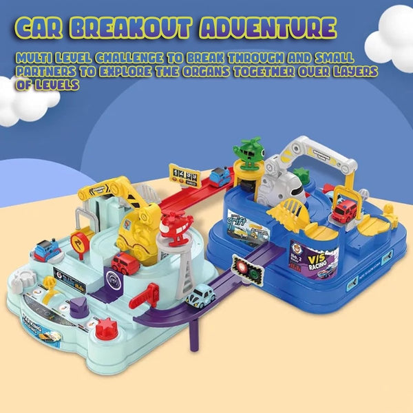 Construction Parking Playset – Multi-Level Track with Cars, Helicopters & Crane Fun