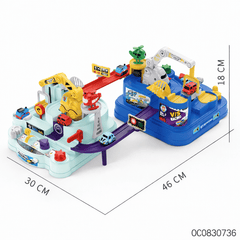Construction Parking Playset – Multi-Level Track with Cars, Helicopters & Crane Fun
