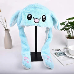 Cute Bunny Blue Winter Hat with Plush Ears & Lights – Soft Warm & Cozy Headwear