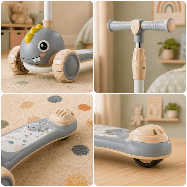 Cute Dino Kids Scooter – 3 Wheel Balance Ride-On with Adjustable Handle & Seat