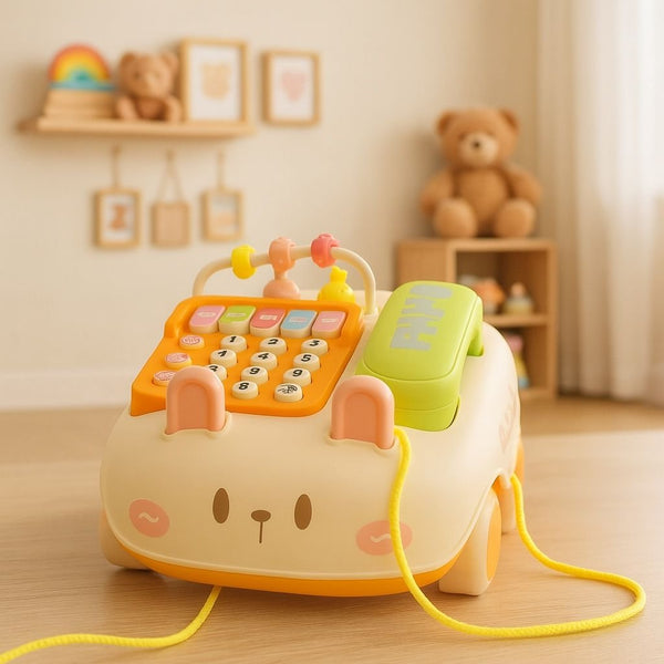 Cute Rabbit Mobile Phone Car – Musical Learning Car for Toddlers