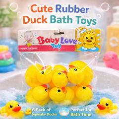 Cute Rubber Duck Bath Set – 6pcs Squeaky Ducks for Baby Bath Time
